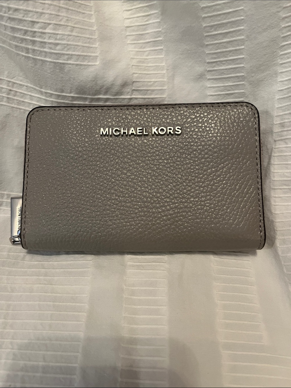 Michael Kors Gray Pebbled Leather Zip Around Wallet
